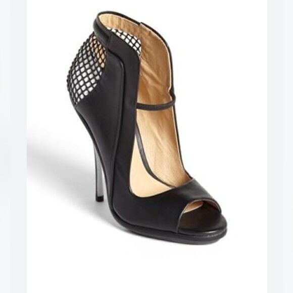 Gwen Stefani L.A.M.B. Skylar Peep Toe Stiletto Heels Netted Strap Size - Picture 1 of 6